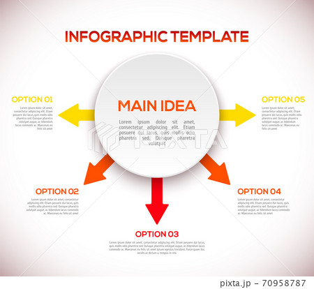 Infographics template with arrows and 3D circle. 70958787