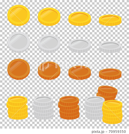 金 銀 銅のコイン メダル 硬貨のイラスト素材