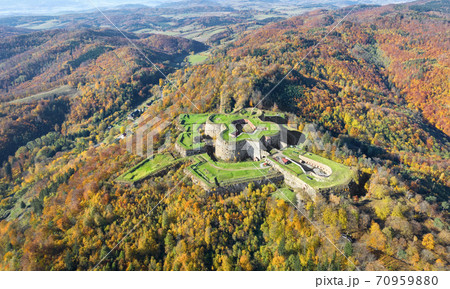 Aerial view of Srebrna Gora fortress, Poland 70959880
