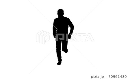Silhouette Man in casual speeding up and starts running fast. Silhouette Man in casual speeding up and starts running fast. 70961480