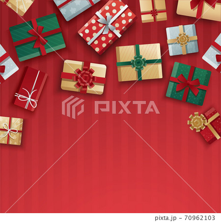 Christmas gift boxes, gift boxes on red background vector illustration 70962103