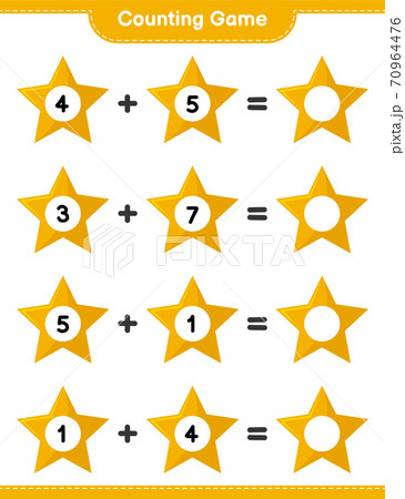 Counting game, count the number of Stars and write the result. Educational children game, printable worksheet, vector illustration 70964476