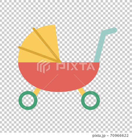 赤ちゃんの可愛いベビーカーのイラストのイラスト素材