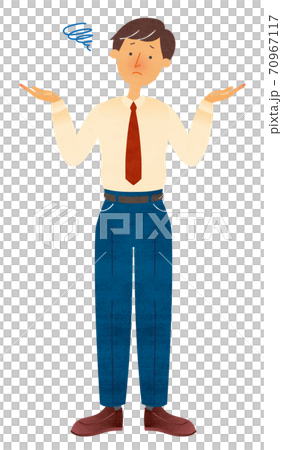 A young man in a suit who poses with a troubled face A young man in a suit who poses with a troubled face 70967117