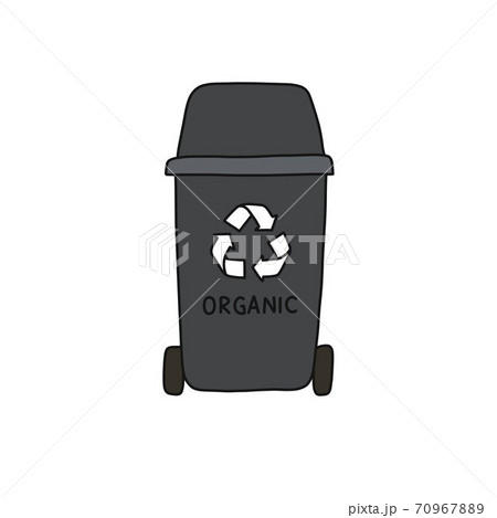 recycle garbage can, or doodle icon, vector color illustration 70967889