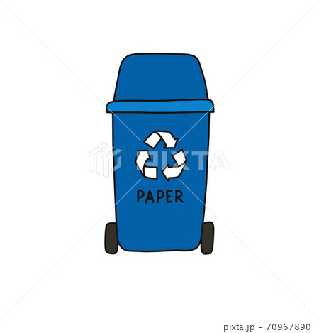 recycle garbage can, paper doodle icon, vector color illustration 70967890