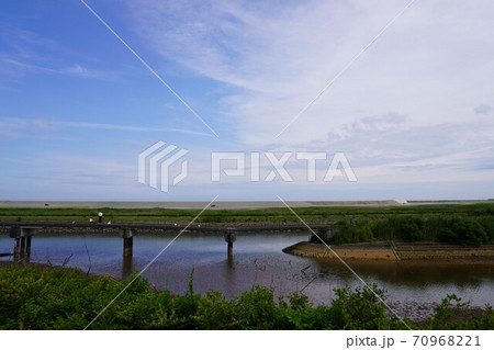 復興工事により海が見えなくなった貞山堀、宮城県仙台市 70968221