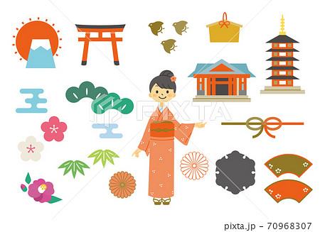 京都っぽい和の素材 カラフル のイラスト素材