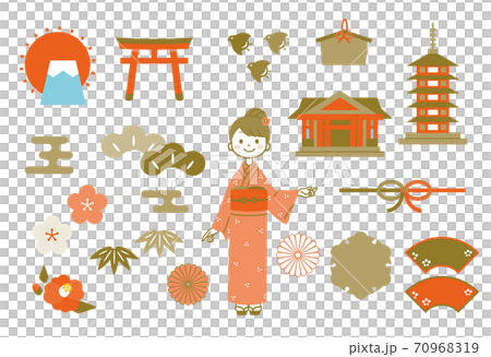 京都っぽい和の素材 3色 のイラスト素材