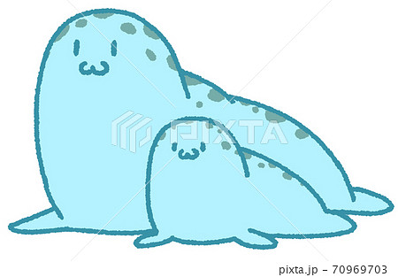 アザラシの親子(水色) アザラシの親子(水色) 70969703