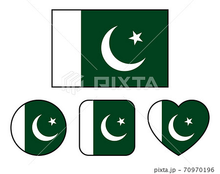 パキスタン国旗のバリエーションセット（縁線あり）