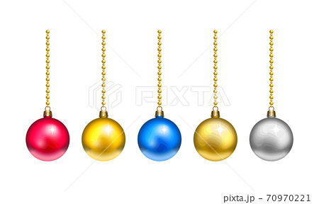 クリスマスツリー 飾り オーナメント ボール カラフル 素材のイラスト素材