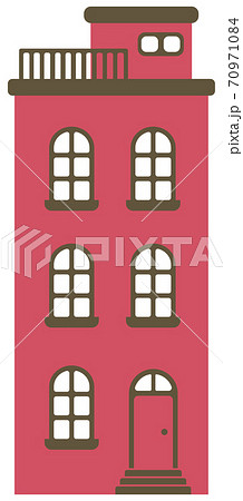 シンプルな建物 正面イラスト マンション ビル 集合住宅のイラスト素材