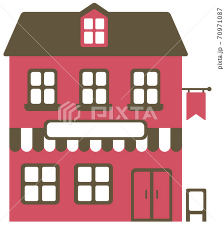 シンプルな建物 正面イラスト お店 店舗 カフェのイラスト素材