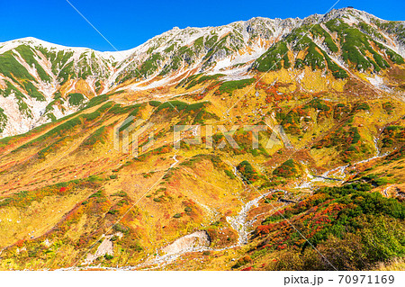 富山県 紅葉最盛期の室堂 立山黒部アルペンルートの写真素材