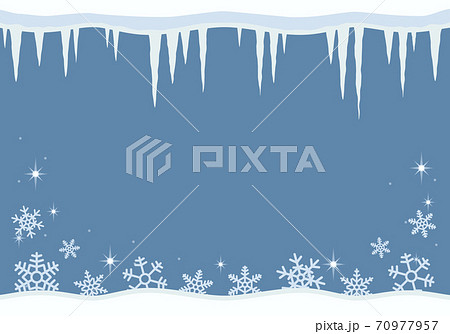 冬の背景素材 雪の結晶と氷柱のイラストのイラスト素材