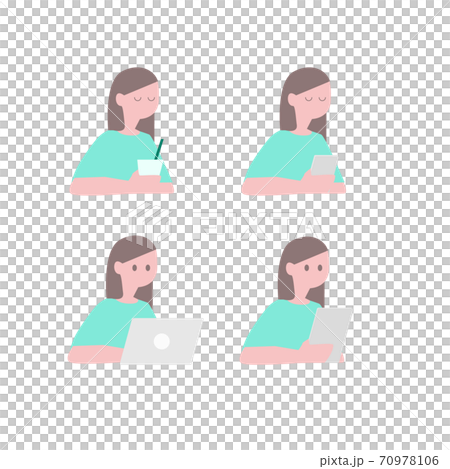 PC tablet smartphone cafe woman PC tablet smartphone cafe woman 70978106