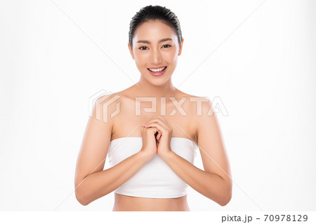 Beautiful young asian woman with clean fresh skin on white background, Face care, Facial treatment, Beautiful young asian woman with clean fresh skin on white background, Face care, Facial treatment, 70978129