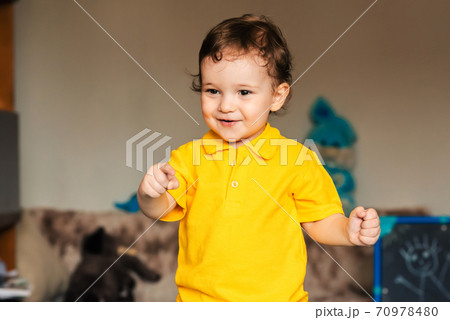 emotional happy child a boy laughs at home emotional happy child a boy laughs at home 70978480