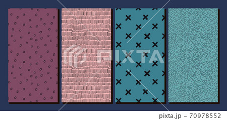 Vector set of hand drawn card patterns, doodle ornaments, ink backgrounds. Vector set of hand drawn card patterns, doodle ornaments, ink backgrounds. 70978552