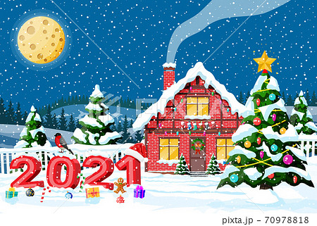 Christmas new year winter landscape 70978818