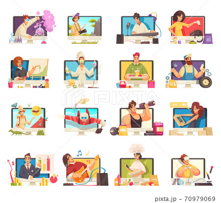 Video Bloggers Cartoon Set 70979069