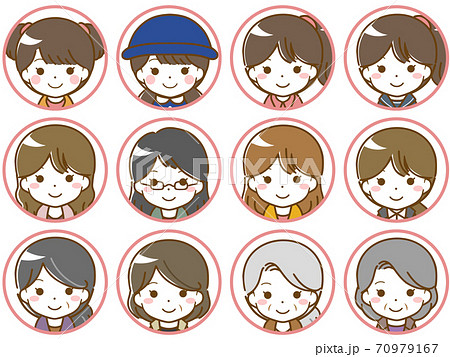 色んな年代の女性顔アイコン 70979167
