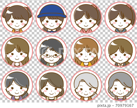 色んな年代の女性顔アイコン 70979167