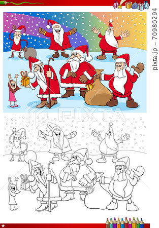 Santa Claus Christmas characters coloring book page 70980294
