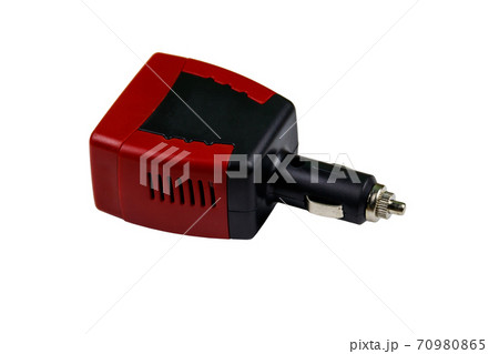 Red car inverter DC to AC isolated on a white background 70980865