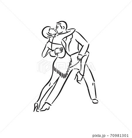 Argentine tango and salsa romance couple social pair dance illustration 70981301