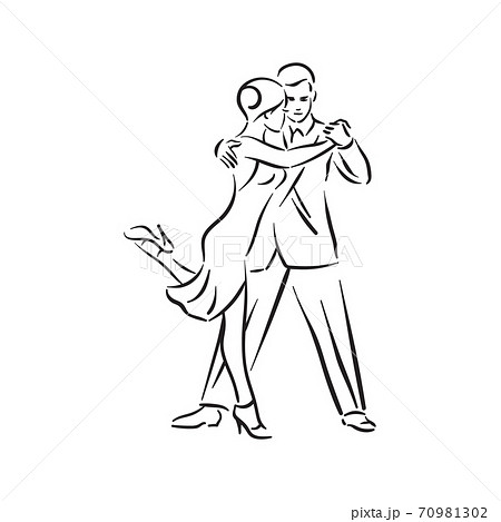 Argentine tango and salsa romance couple social pair dance illustration 70981302