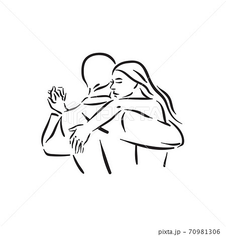 Argentine tango and salsa romance couple social pair dance illustration 70981306