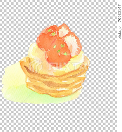 イチゴとカスタードクリームのタルトのイラスト素材