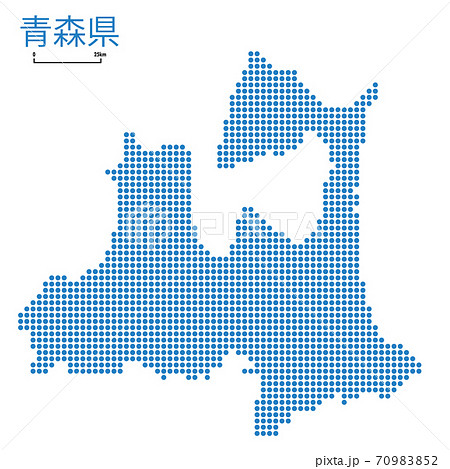 青森県の詳細地図東北地方 都道府県別ドット表現の地図のイラスト ベクターデータのイラスト素材