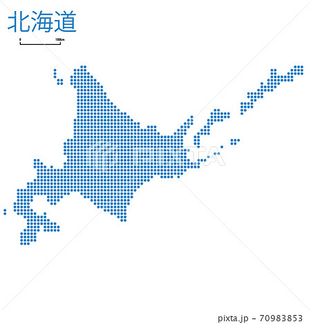 北海道の詳細地図北海道地方 都道府県別ドット表現の地図のイラスト ベクターデータのイラスト素材