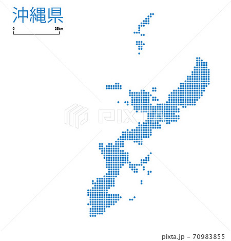 沖縄県の詳細地図琉球地方 都道府県別ドット表現の地図のイラスト ベクターデータのイラスト素材