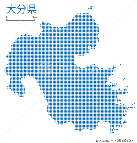 大分県の詳細地図九州地方 都道府県別ドット表現の地図のイラスト ベクターデータのイラスト素材