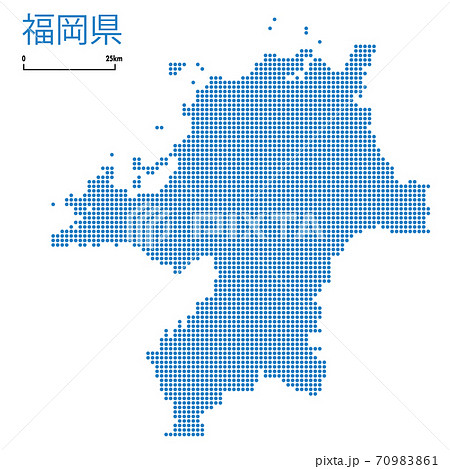 福岡県の詳細地図九州地方 都道府県別ドット表現の地図のイラスト ベクターデータのイラスト素材