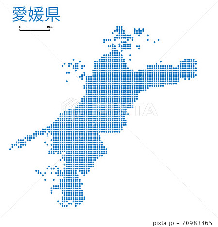 愛媛県の詳細地図四国地方｜都道府県別ドット表現の地図のイラスト　ベクターデータ
