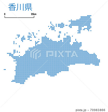 香川県の詳細地図四国地方 都道府県別ドット表現の地図のイラスト ベクターデータのイラスト素材