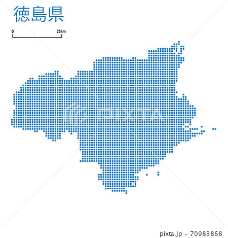 徳島県の詳細地図四国地方｜都道府県別ドット表現の地図のイラスト　ベクターデータ