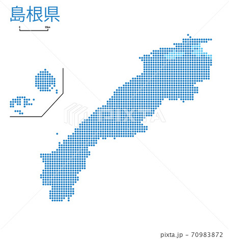 島根県の詳細地図中国地方 都道府県別ドット表現の地図のイラスト ベクターデータのイラスト素材