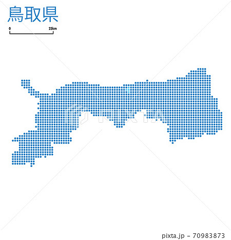 鳥取県の詳細地図中国地方 都道府県別ドット表現の地図のイラスト ベクターデータのイラスト素材