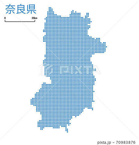 奈良県の詳細地図近畿地方 都道府県別ドット表現の地図のイラスト ベクターデータのイラスト素材