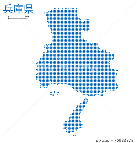 兵庫県の詳細地図近畿地方｜都道府県別ドット表現の地図のイラスト　ベクターデータ