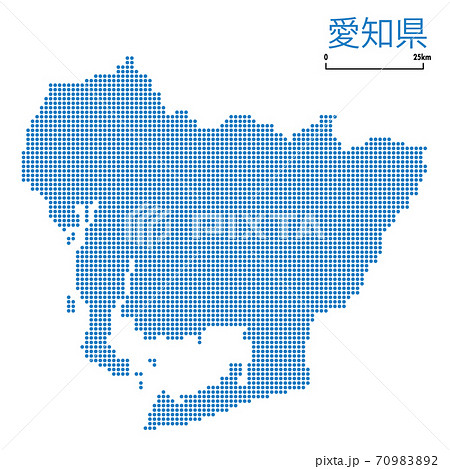 愛知県の詳細地図中部地方 都道府県別ドット表現の地図のイラスト ベクターデータのイラスト素材 7092