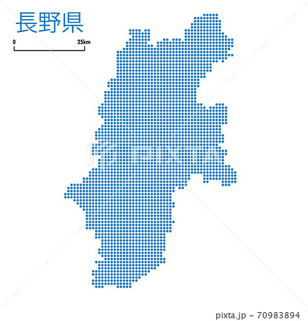 長野県の詳細地図中部地方｜都道府県別ドット表現の地図のイラスト　ベクターデータ