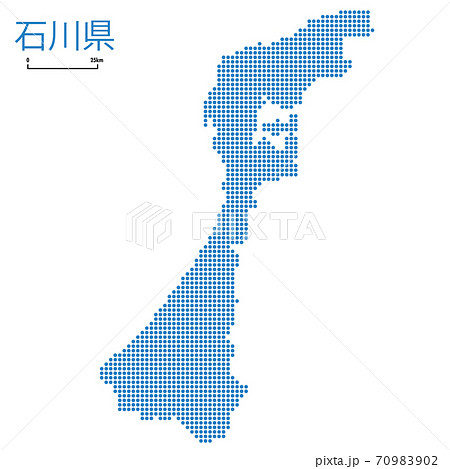石川県の詳細地図中部地方 都道府県別ドット表現の地図のイラスト ベクターデータのイラスト素材