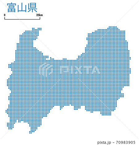 富山県の詳細地図中部地方 都道府県別ドット表現の地図のイラスト ベクターデータのイラスト素材